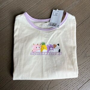 H&M Squishmallows Tee Size 8/10 Girl 8 10 RUNS SMALL Light Yellow Lavender NWT!